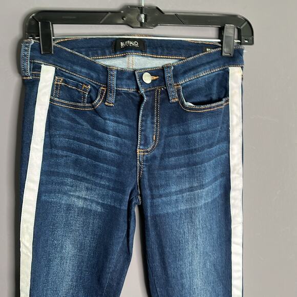 Buffalo David Britton Faith Mid Rise Skinny Stretch Jeans White Stripe Size 25 - Picture 2 of 10